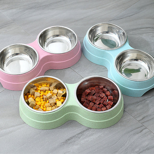 Purrfect Double Pet Bowls – Stainless Steel Food & Water Feeder