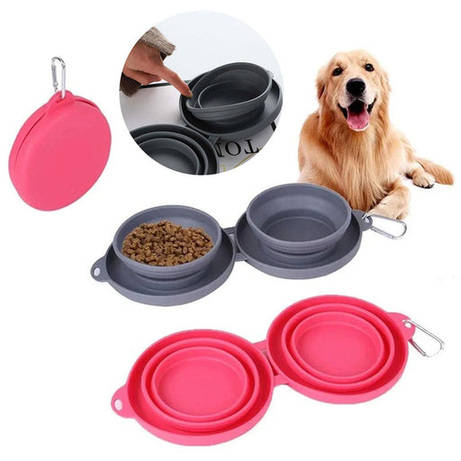 Purrfect Foldable Double Pet Bowl – Compact, Non-Slip & Travel-Friendly