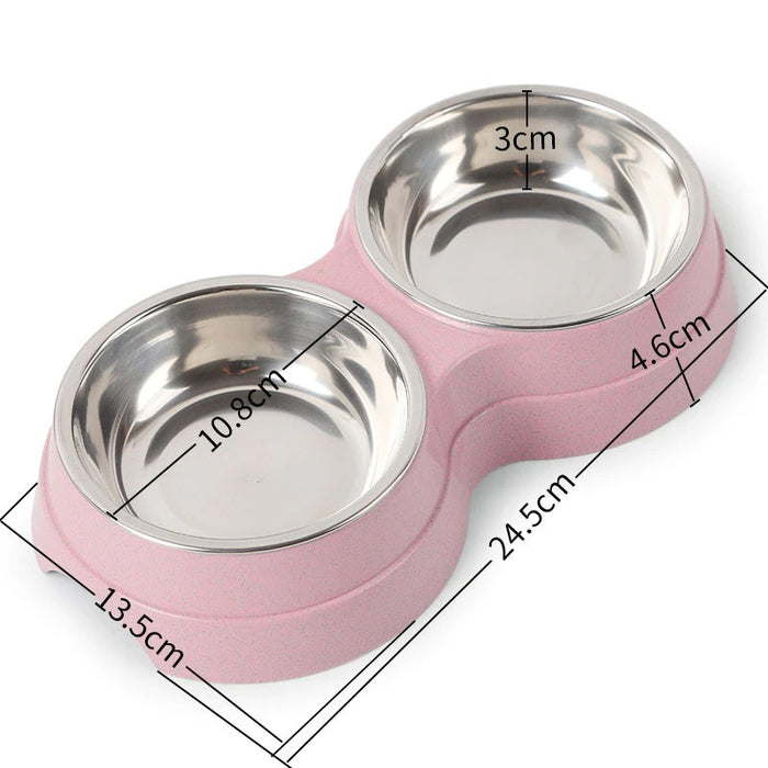 Purrfect Double Pet Bowls – Stainless Steel Food & Water Feeder