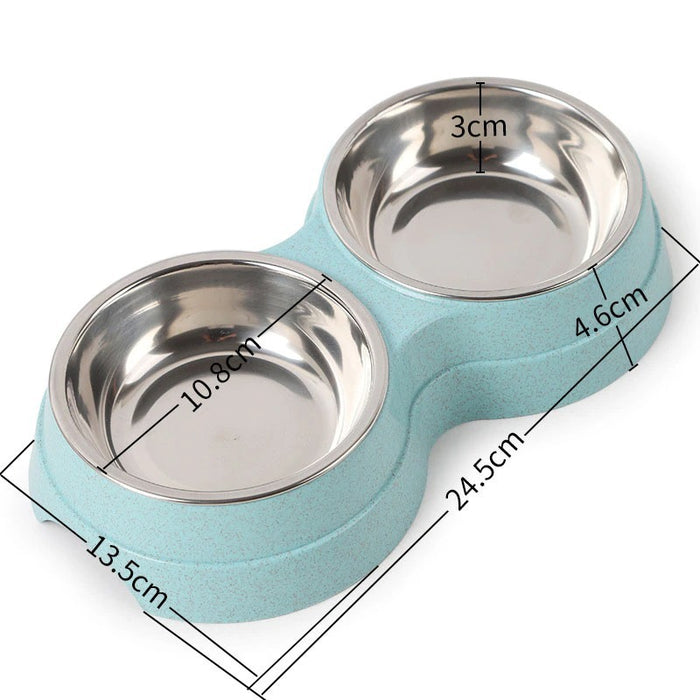 Purrfect Double Pet Bowls – Stainless Steel Food & Water Feeder