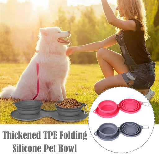 Purrfect Foldable Double Pet Bowl – Compact, Non-Slip & Travel-Friendly